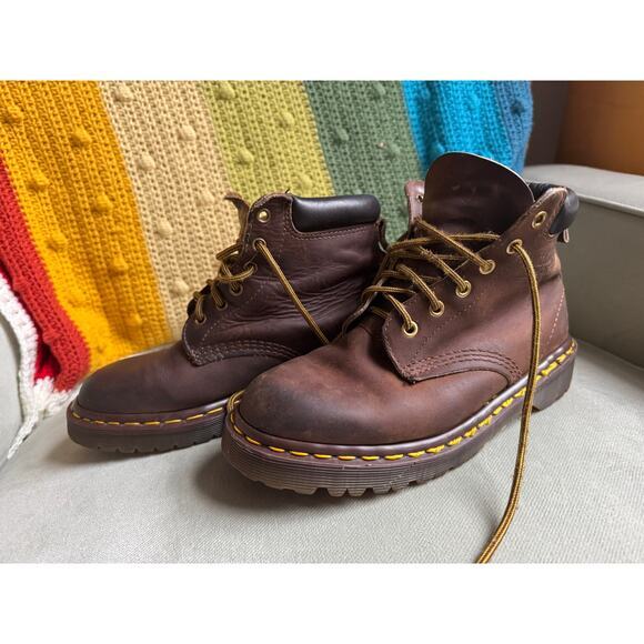 Vintage 90s 939 Dr Marten Leather Boots England Mens 5.5 Womens 7.5 Brown Hiking - Picture 4 of 9